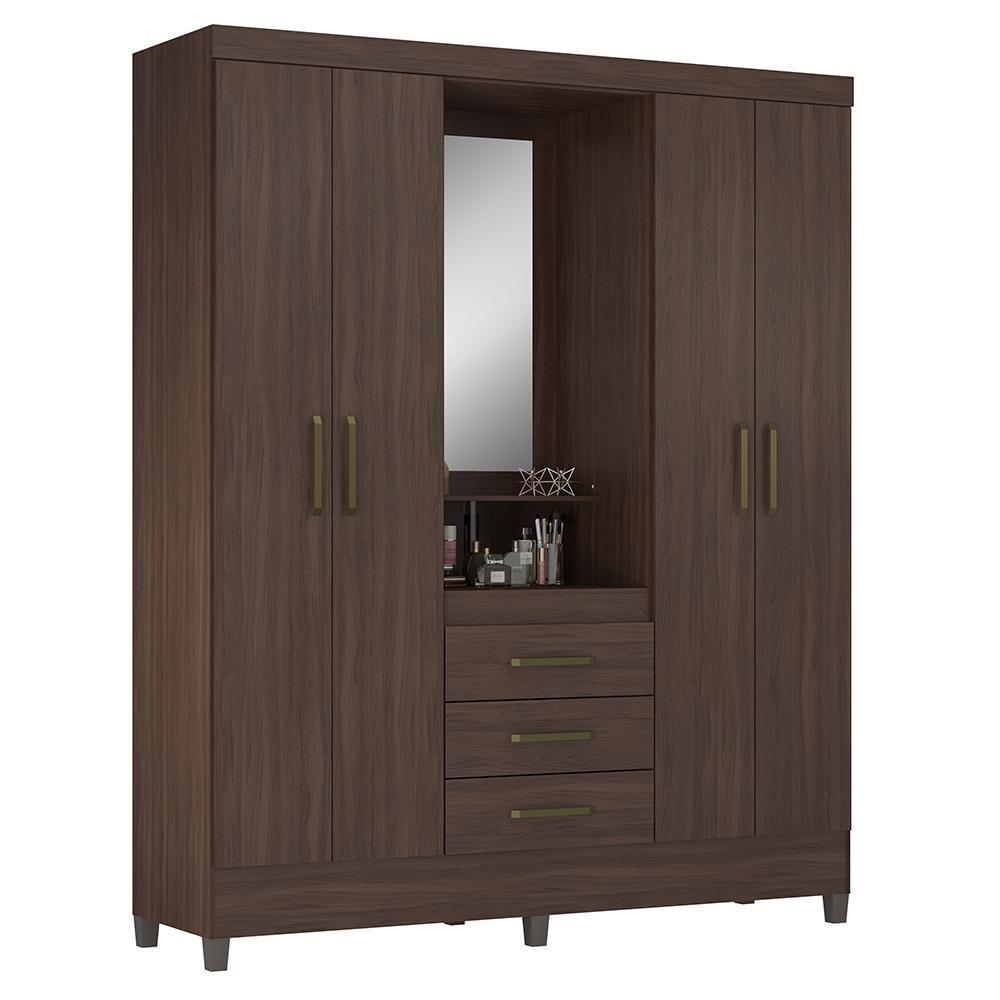 Guarda Roupa Capelinha Pérsia 4 Portas Café Touch Com Espelho - Demóbile Café Touch - 1