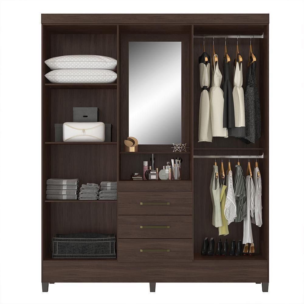 Guarda Roupa Capelinha Pérsia 4 Portas Café Touch Com Espelho - Demóbile Café Touch - 3