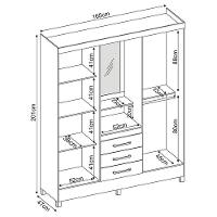 Guarda Roupa Capelinha Pérsia 4 Portas Café Touch Com Espelho - Demóbile Café Touch - 4