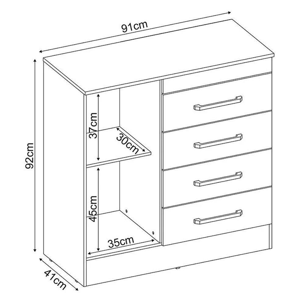 Cômoda Montevidéu 1 Porta E 4 Gavetas Café Touch - Demóbile Café Touch - 4