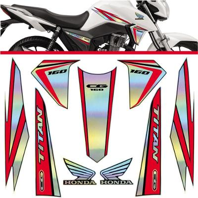 Kit Holográfico Para Moto Honda Cg Titan 160 Anos 2015 A 2017 Vermelho
