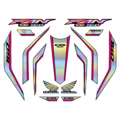 Kit Holográfico Para Moto Honda Cg Titan 160 Anos 2023 A 2024 Rosa Rosa