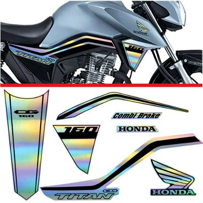 Kit Holográfico Para Moto Honda Cg Titan 160 Anos 2018 A 2020 Preto