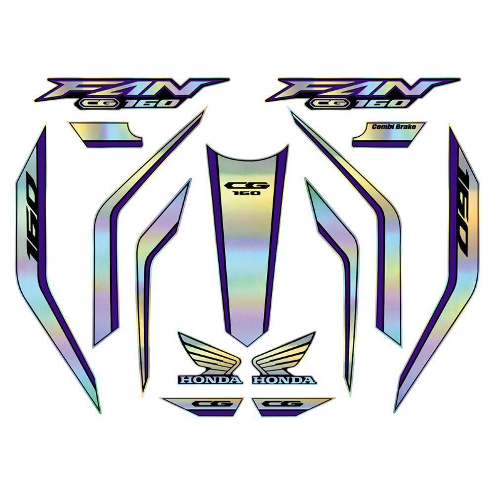 Kit Holográfico Para Moto Honda Cg Titan 160 Anos 2023 A 2024 Azul Azul - 6