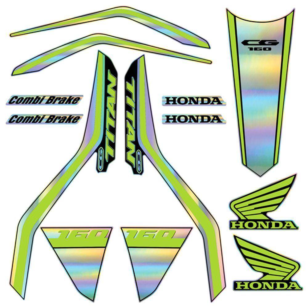 Kit Holográfico Para Moto Honda Cg Titan 160 Anos 2018 A 2020 Amarelo - 4