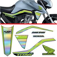 Kit Holográfico Para Moto Honda Cg Titan 160 Anos 2018 A 2020 Amarelo - 1