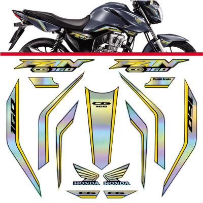 Kit Holográfico Para Moto Honda Cg Titan 160 Anos 2023 A 2024 Amarelo Amarelo