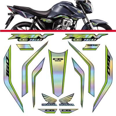 Kit Holográfico Para Moto Honda Cg Titan 160 Anos 2023 A 2024 Verde Verde