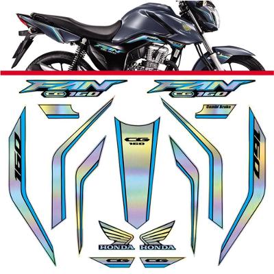 Kit Holográfico Para Moto Honda Cg Titan 160 Anos 2023 A 2024 Azul Azul