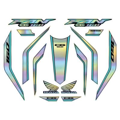 Kit Holográfico Para Moto Honda Cg Titan 160 Anos 2023 A 2024 Azul Azul