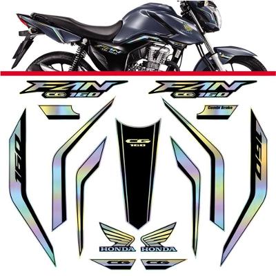 Kit Holográfico Para Moto Honda Cg Titan 160 Anos 2023 A 2024 Preto