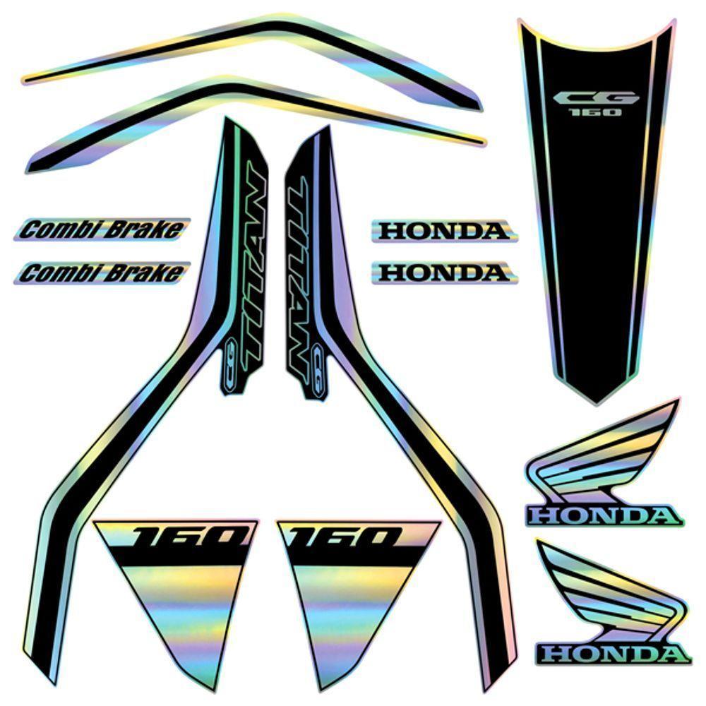 Kit Holográfico Para Moto Honda Cg Titan 160 Anos 2018 A 2020 Preto - 3