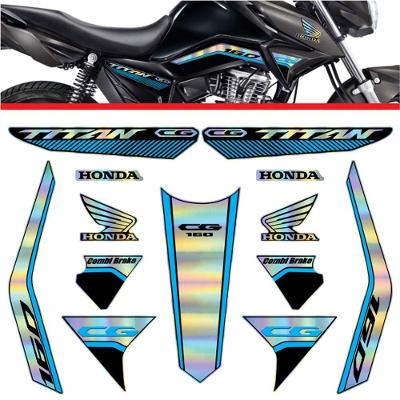 Kit Carenagem Holográfico Honda Cg Titan 160 Anos 2023 2024 Azul Claro