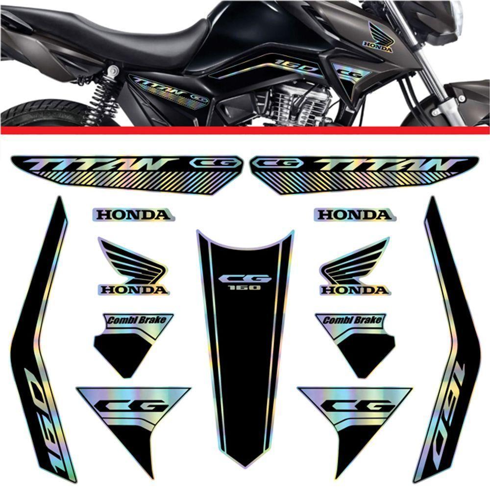Kit Carenagem Holográfico Honda Cg Titan 160 Anos 2023 A 2024 Preto Preto - 1