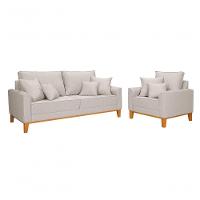 Kit Sofá Beny + 2 Poltronas Para Sala Confortável Linho Cru Cru 184 - 2