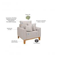 Kit Sofá Beny + 2 Poltronas Para Sala Confortável Linho Cru Cru 184 - 6