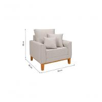 Kit Sofá Beny + 2 Poltronas Para Sala Confortável Linho Cru Cru 184 - 7