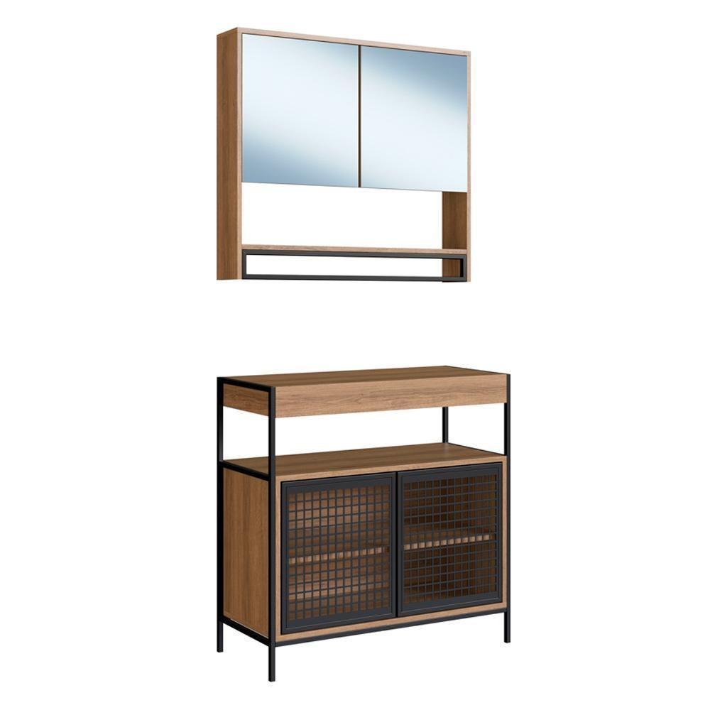 Conjunto De Banheiro Gabinete E Espelheira P103841 Mell Pp Milani Store Mell - 2