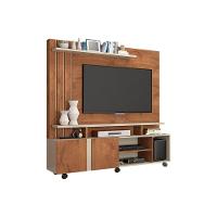 Rack Bancada c/Painel p/TV até 55 Pol Valência 100% MDF Rodízios 160x182cm Off White/Cinamomo - Permóbili - 8