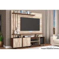 Rack Bancada c/Painel p/TV até 55 Pol Valência 100% MDF Rodízios 160x182cm Off White/Cinamomo - Permóbili - 9