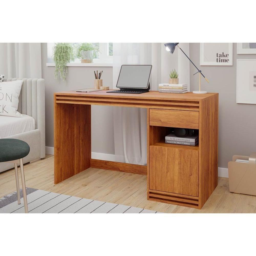 Mesa Escrivaninha Casal Mila c/ 1 Porta e 1 Gaveta Cinamomo - Permóbili - 1