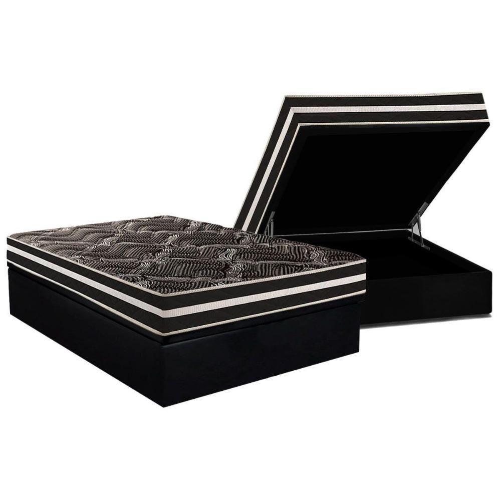 Conjunto Box Baú Casal: Colchão Espuma Paropas D28 / Master AG80 Black Double Face 17 + Base CRC Suede Black (138x188) - 1