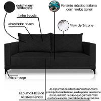 Sofa Nori 3 Lugares Pes De Ferro 200cm Linho Boucle 3304 Ezz 3304 - 5