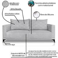 Sofa Nori 3 Lugares Pes De Ferro 220cm Linho Boucle 3302 Ezz 3302 - 3