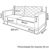 Sofa Nori 3 Lugares Pes De Ferro 200cm Linho Boucle 3300 Ezz 3300