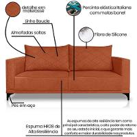 Sofa Nori 3 Lugares Pes De Ferro 220cm Linho Boucle 3303 Ezz 3303 - 3