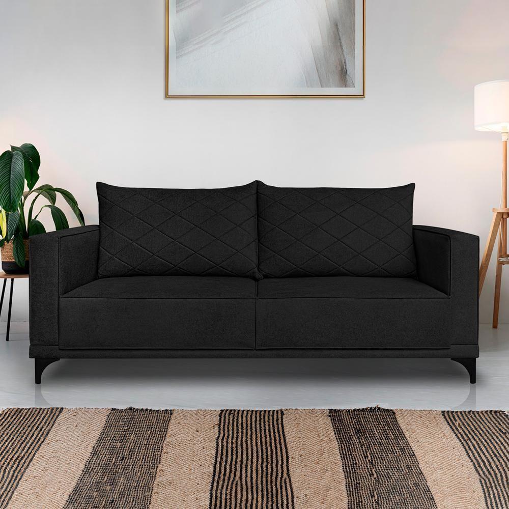 Sofa Nori 3 Lugares Pes De Ferro 220cm Linho Boucle 3304 Ezz 3304 - 10