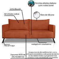 Sofa Aya 3 Lugares Para Sala De Estar 220cm Boucle 3303 Ezz 3303 - 3