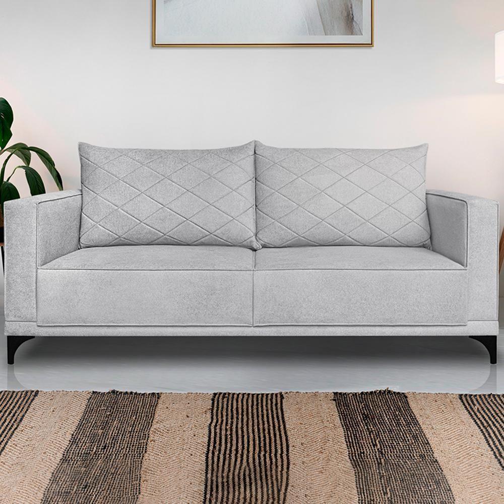 Sofa Nori 3 Lugares Pes De Ferro 200cm Linho Boucle 3302 Ezz 3302 - 2