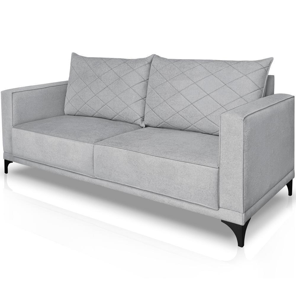 Sofa Nori 3 Lugares Pes De Ferro 200cm Linho Boucle 3302 Ezz 3302 - 6