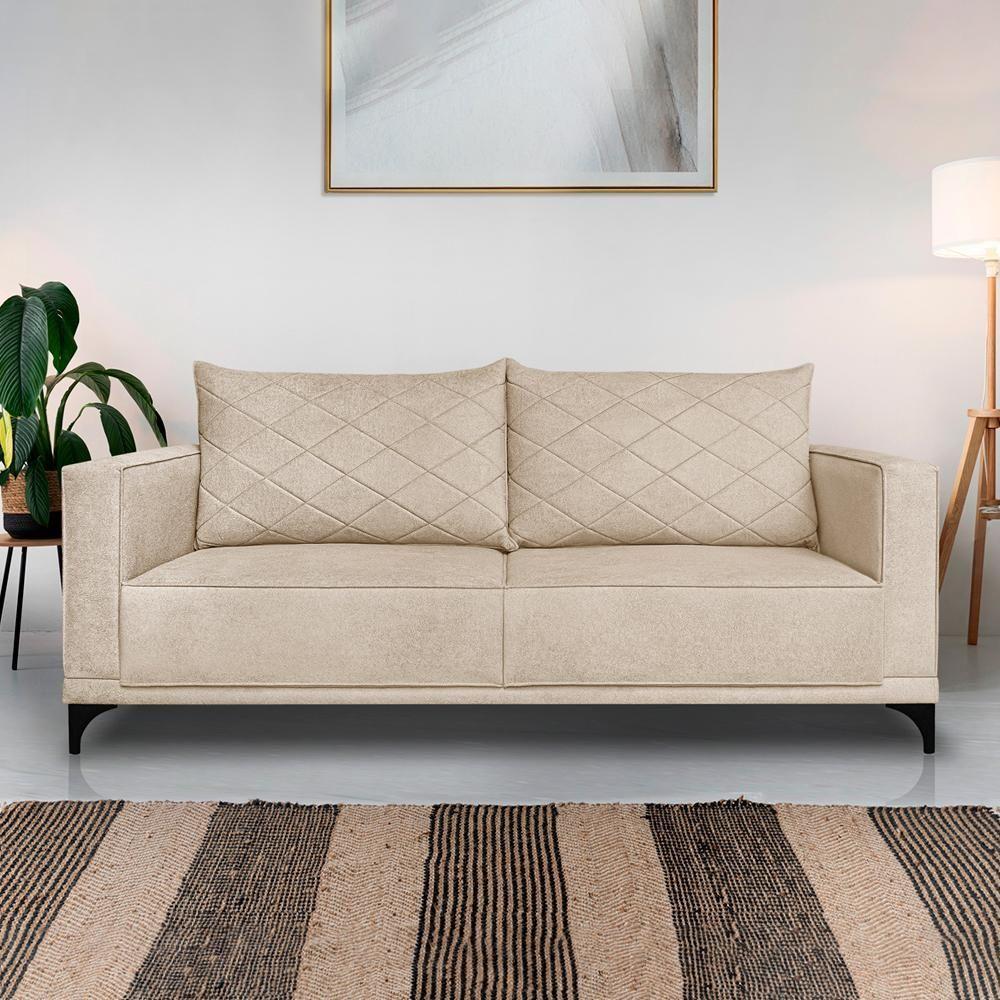 Sofa Nori 2 Lugares Pes De Ferro 180cm Linho Boucle 3301 Ezz 3301 - 10