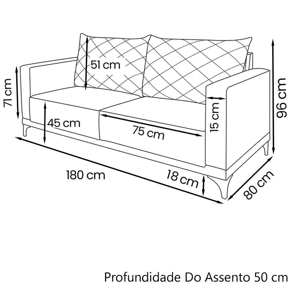 Sofa Nori 2 Lugares Pes De Ferro 180cm Linho Boucle 3303 Ezz 3303 - 4