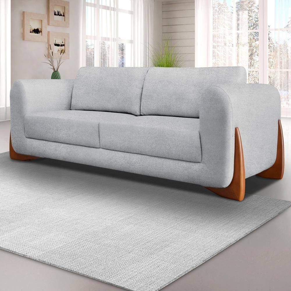 Sofa Jolie 3 Lugares 220cm Pes Boomerang Linho Boucle 3302 Ezz 3302 - 10