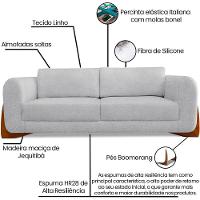 Sofa Jolie 3 Lugares 220cm Pes Boomerang Linho Boucle 3302 Ezz 3302 - 9