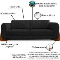 Sofa Jolie 3 Lugares 220cm Pes Boomerang Linho Boucle 3304 Ezz 3304 - 3