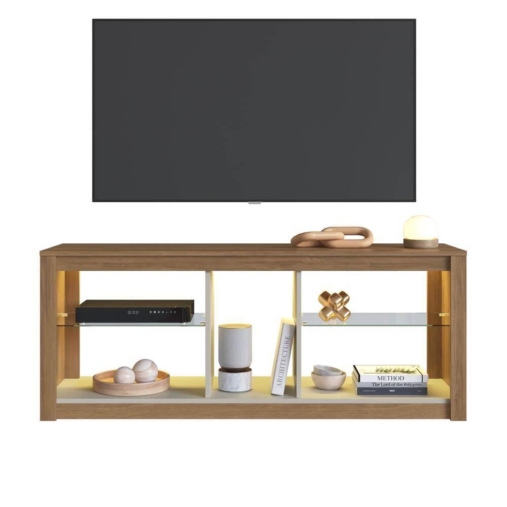 Rack Com Led 02 Prateleiras Em Vidro 136cm Mel Arenas Proddy Mel Arenas - 1