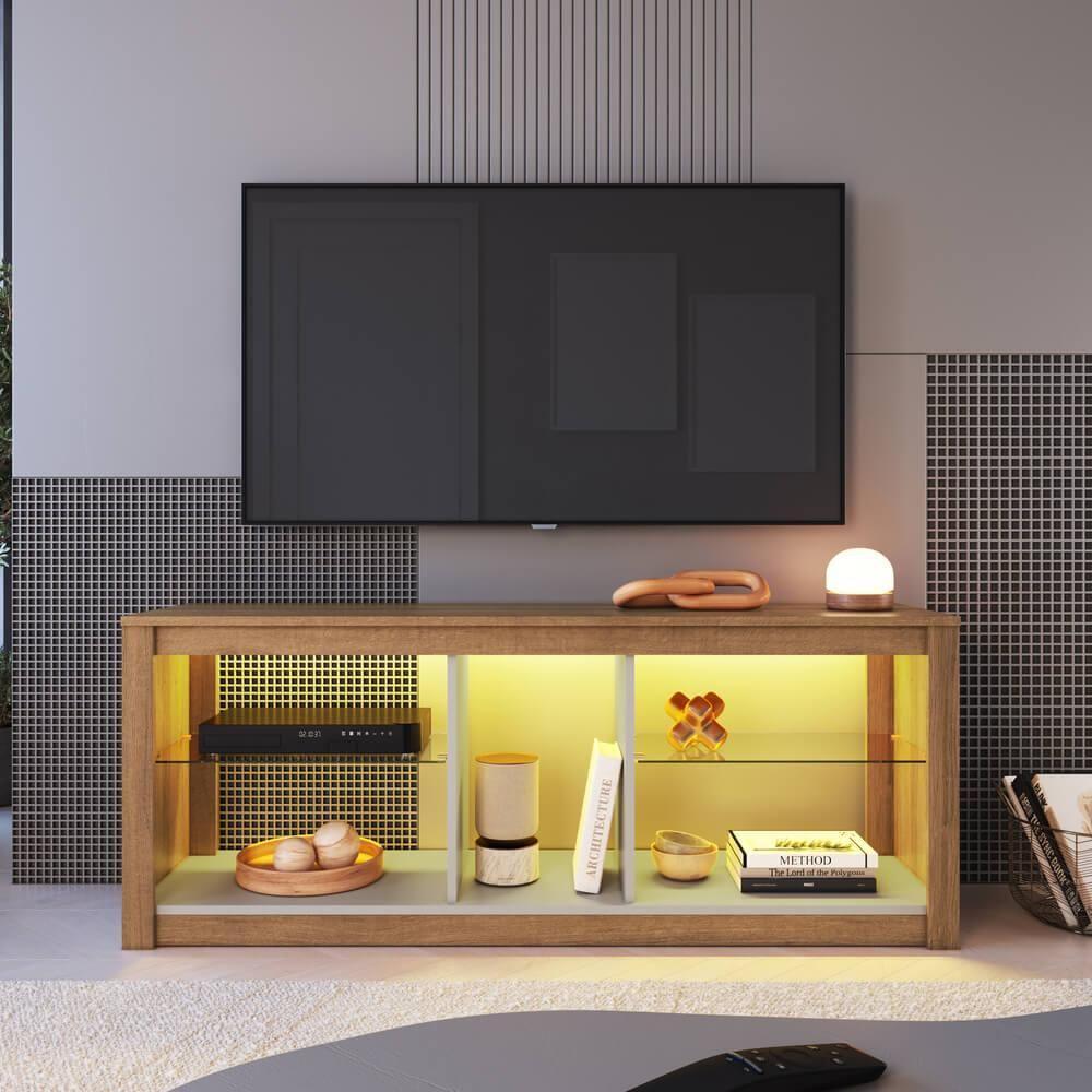 Rack Com Led 02 Prateleiras Em Vidro 136cm Mel Arenas Proddy Mel Arenas - 2