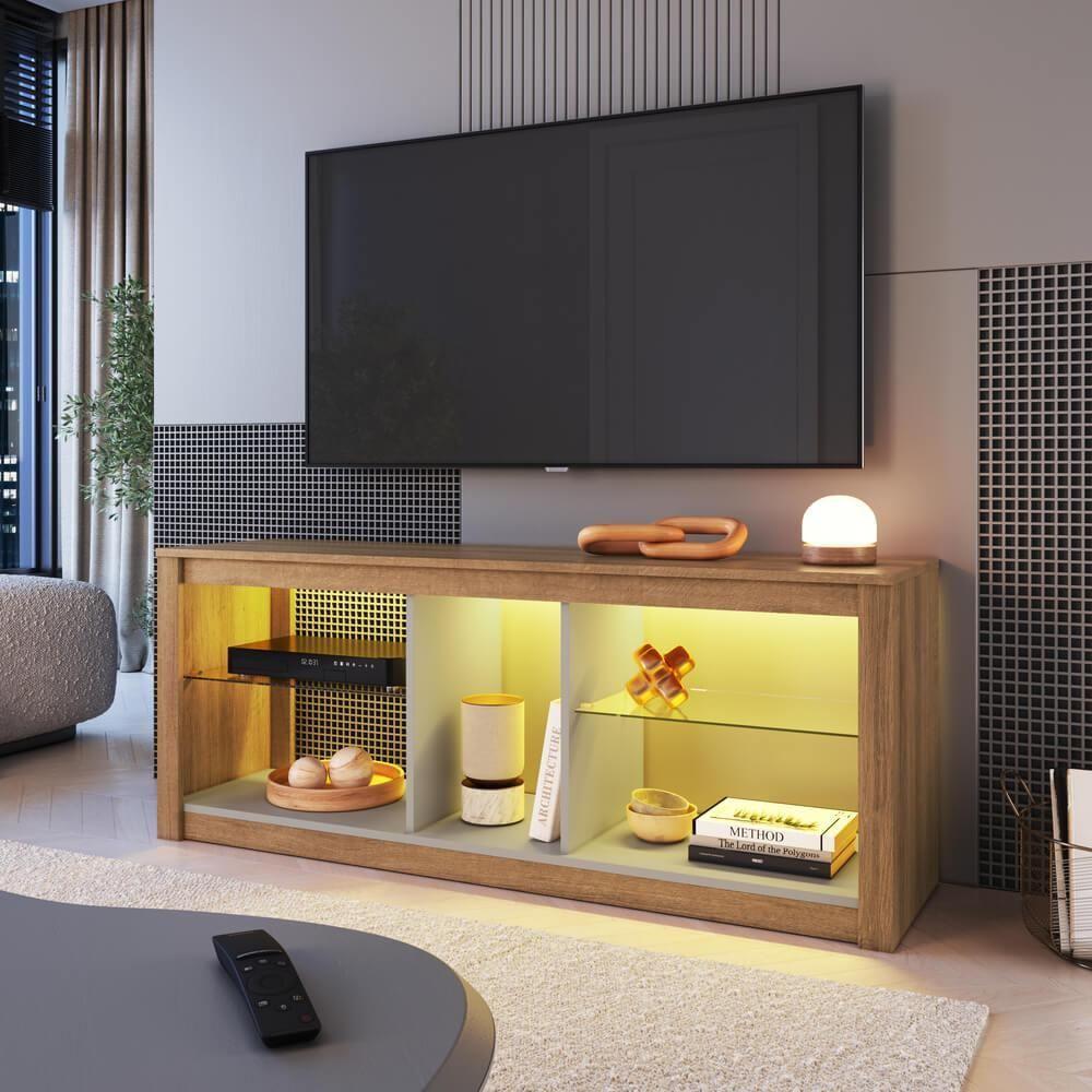 Rack Com Led 02 Prateleiras Em Vidro 136cm Mel Arenas Proddy Mel Arenas - 6