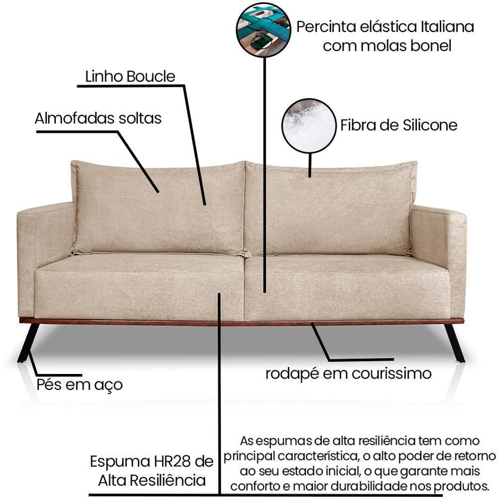 Sofa Aya 2 Lugares Para Sala De Estar 180cm Boucle 3301 Ezz 3301 - 3
