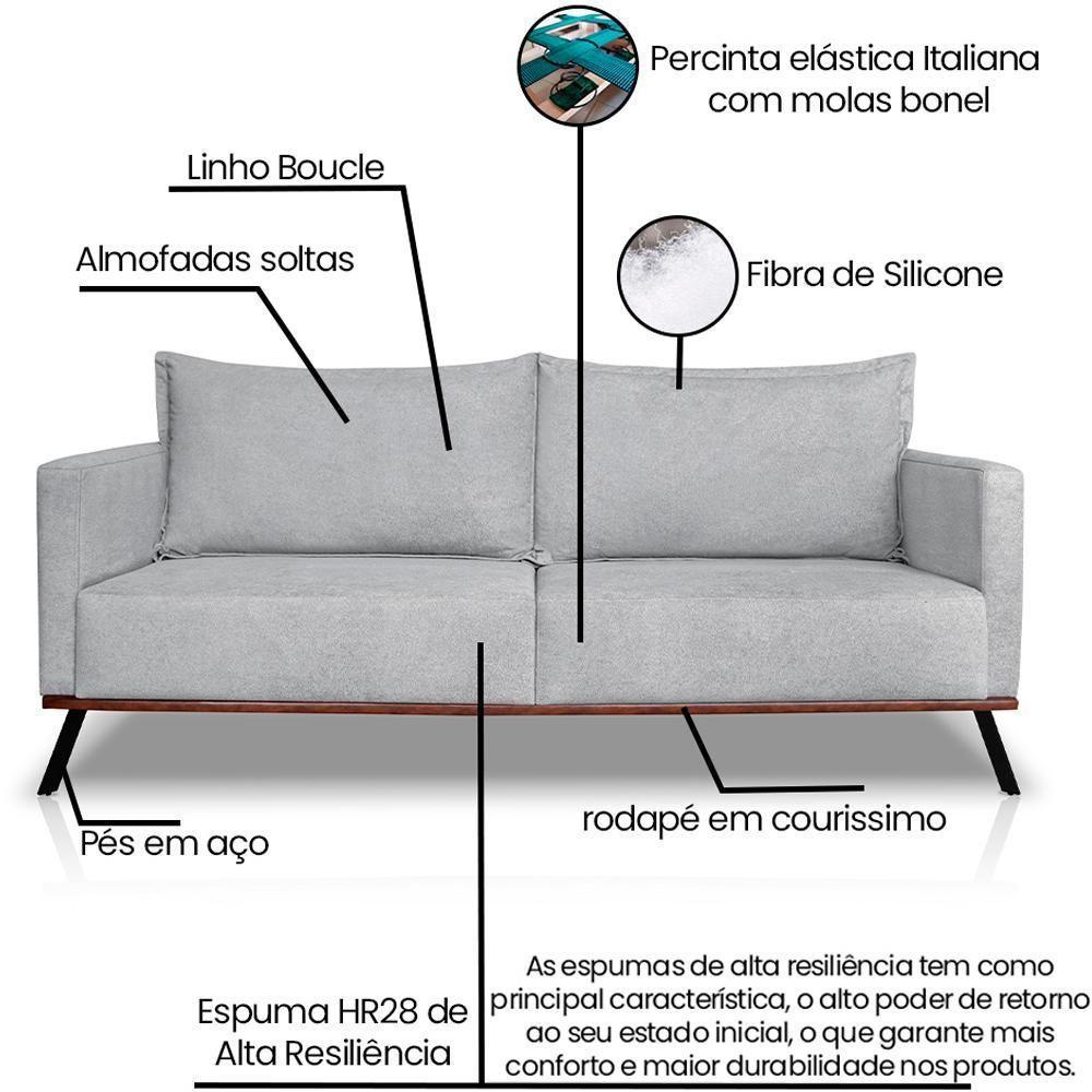 Sofa Aya 2 Lugares Para Sala De Estar 160cm Boucle 3302 Ezz 3302 - 3