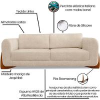 Sofa Jolie 3 Lugares 230cm Pes Boomerang Linho Boucle 3301 Ezz 3301 - 3