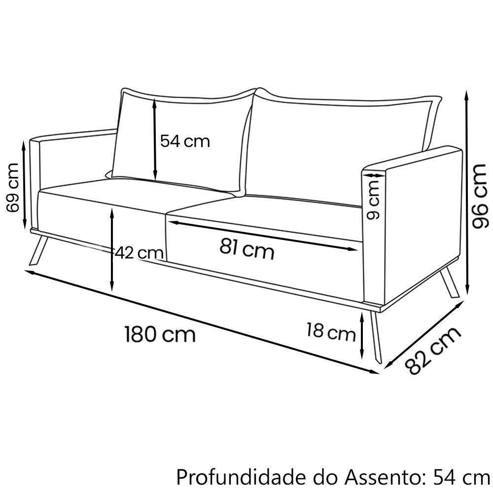 Sofa Aya 2 Lugares Para Sala De Estar 180cm Boucle 3304 Ezz 3304 - 4