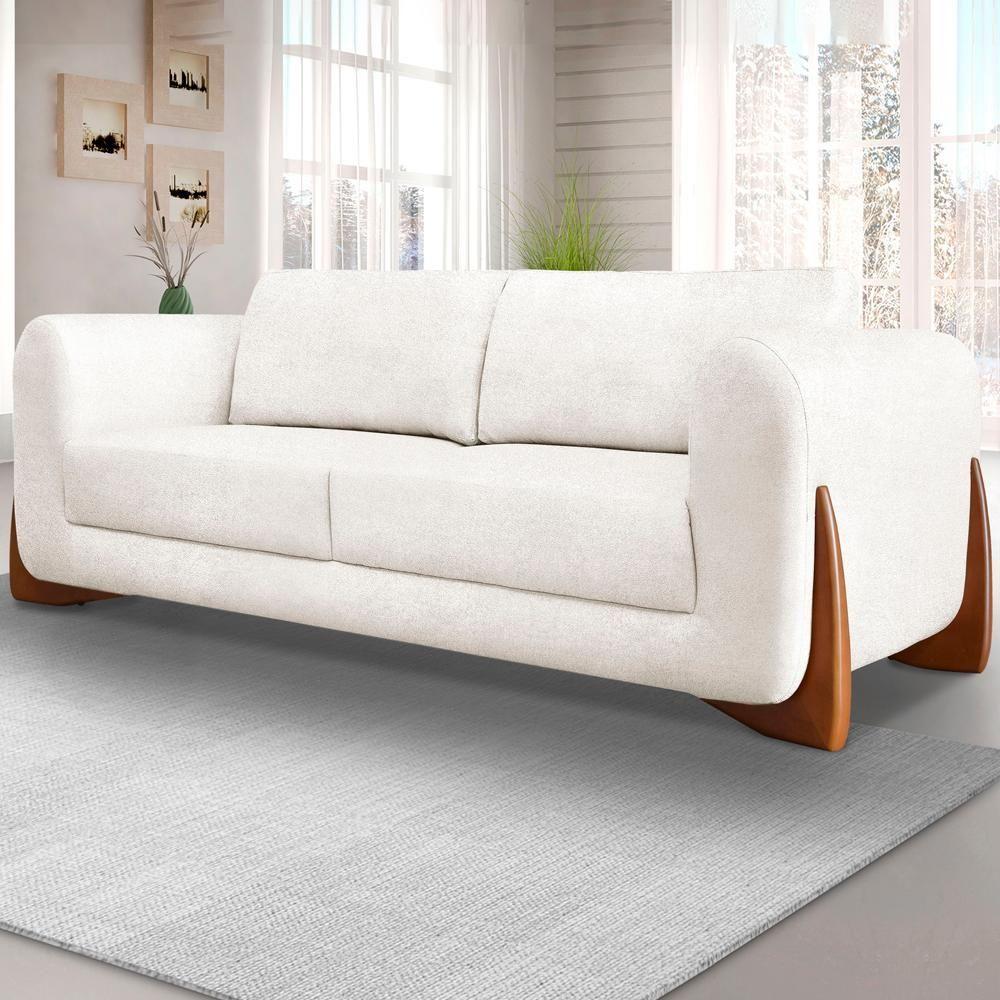 Sofa Jolie 3 Lugares 230cm Pes Boomerang Linho Boucle 3300 Ezz 3300 - 2