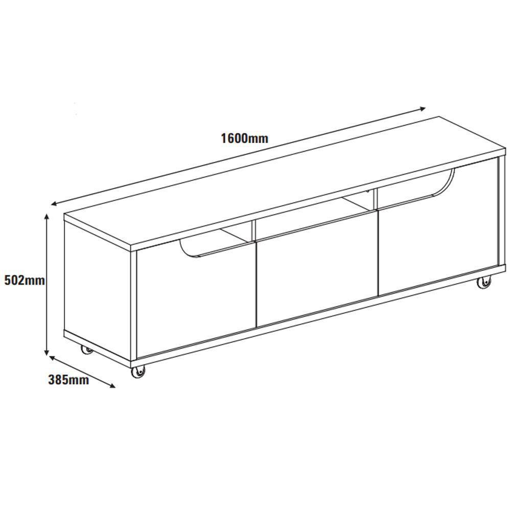 Rack Bancada Para Tv 60 Pol 160cm 11079 Cedro Off White Dcasa Cedro Off White - 4