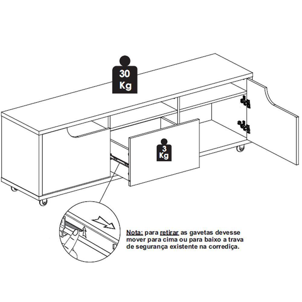 Rack Bancada Para Tv 60 Pol 160cm 11079 Cedro Off White Dcasa Cedro Off White - 6