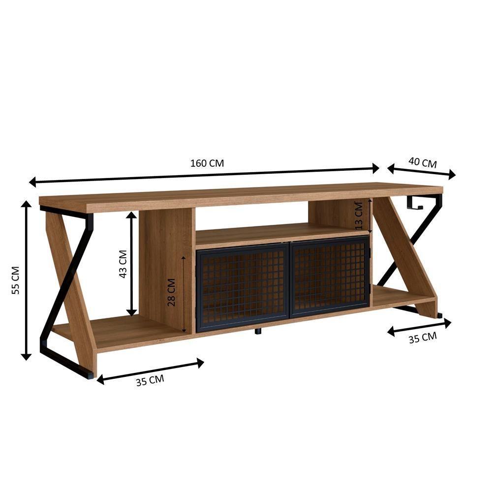 Rack Industrial 160cm Tv 60 Com Led P1033 Mell Pp Milani Store Mell - 3